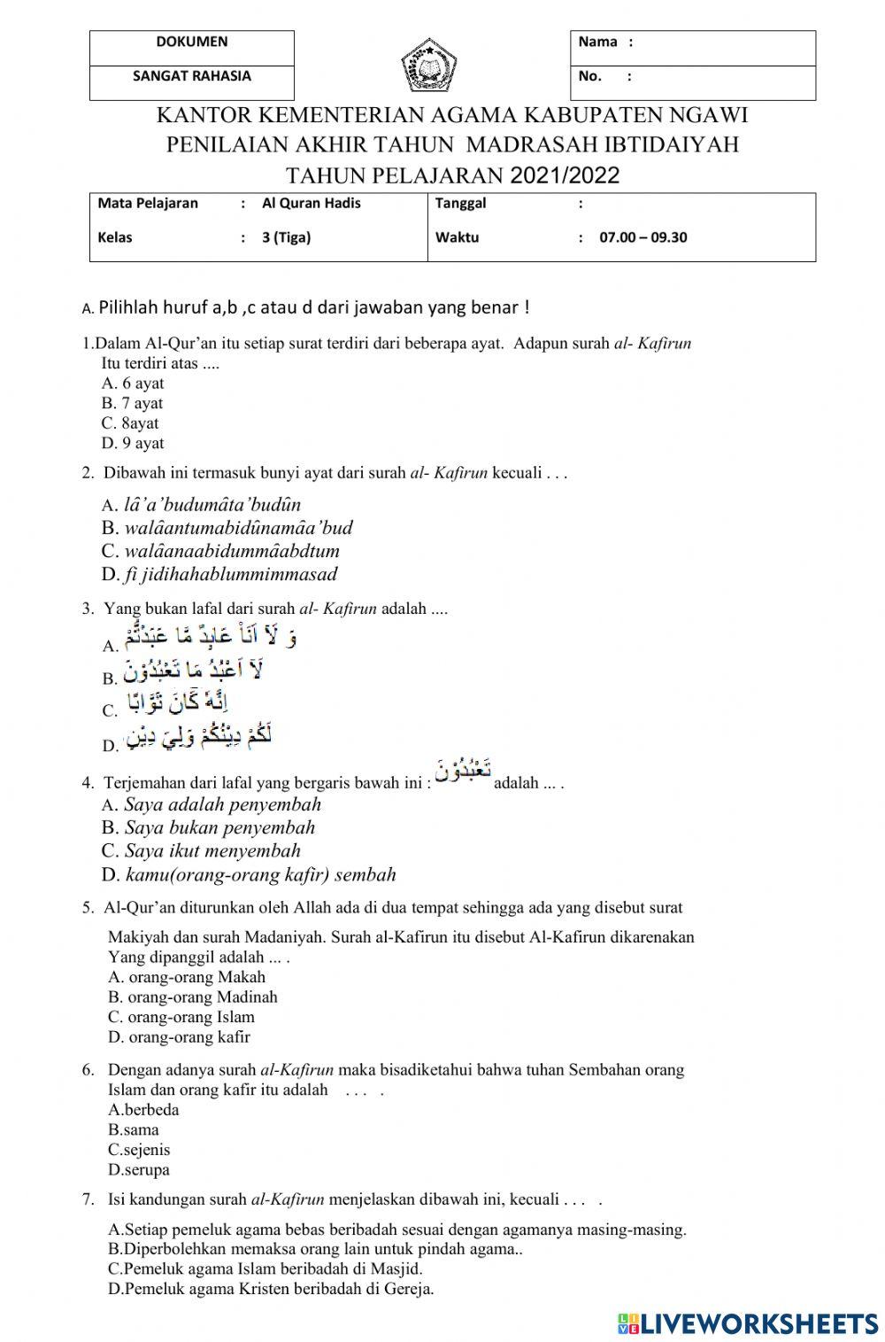 Pat alquran hadits 22