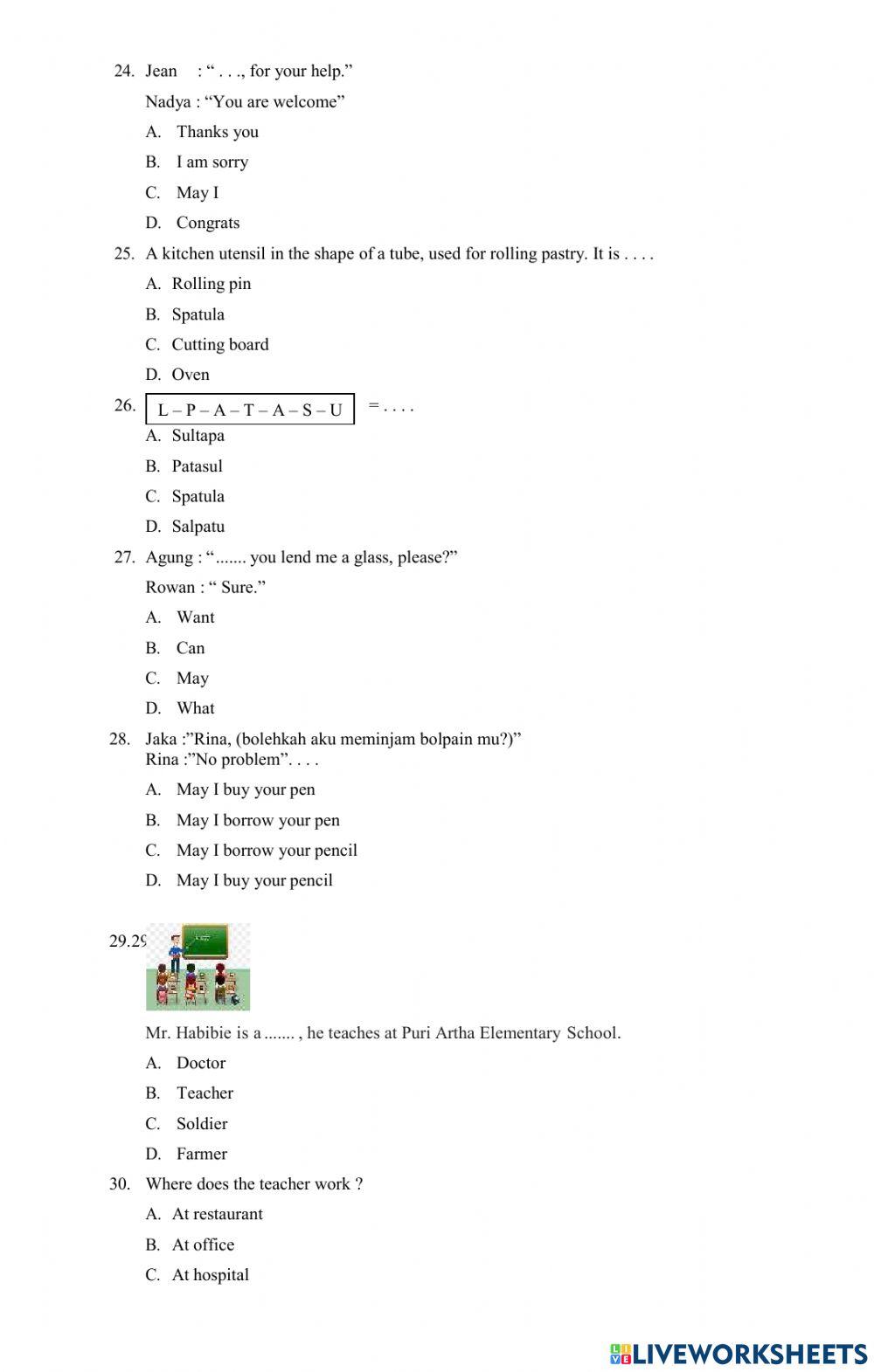 PAT Bahasa Inggris Kelas 4