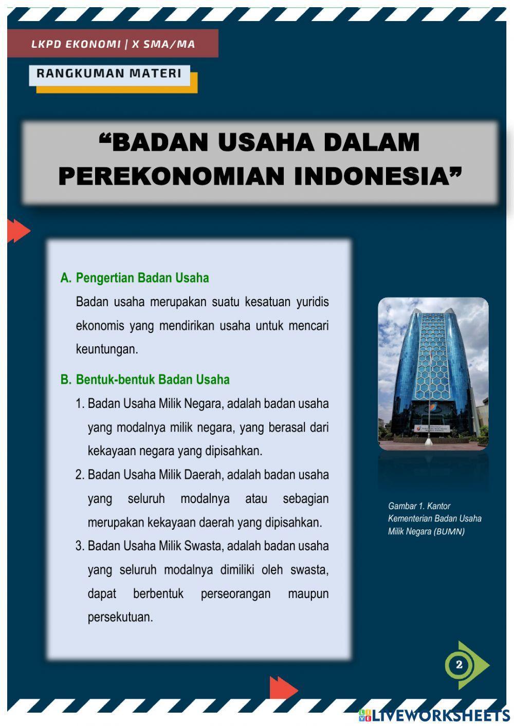 LKPD - Badan Usaha Dalam Perekonomian Indonesia