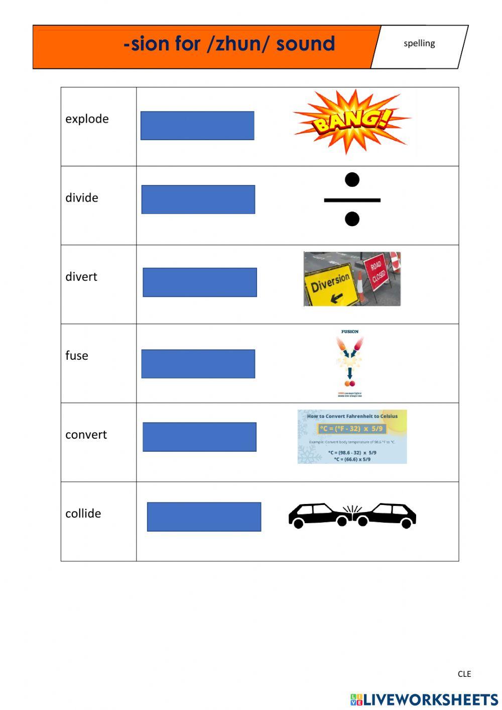 -sion suffix for ending -zhun- sound