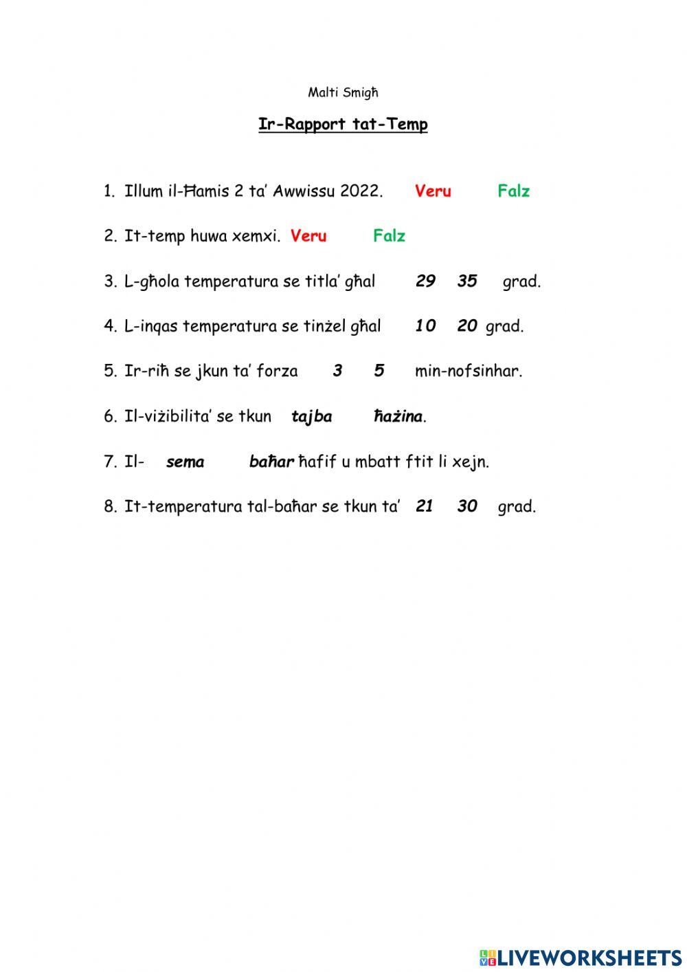 Ir-Rapport tat-Temp Ir-Rapport tat-Temp