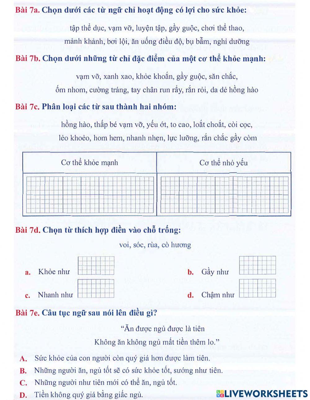 Tiếng Việt 4 lên 5 - Dạng 6: Mở rộng vốn từ (P2)