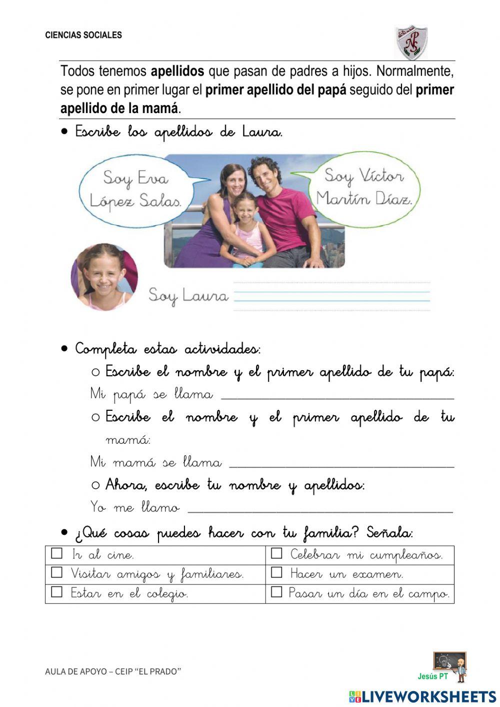 Ficha 4 La familia-1EP-Ciencias Sociales