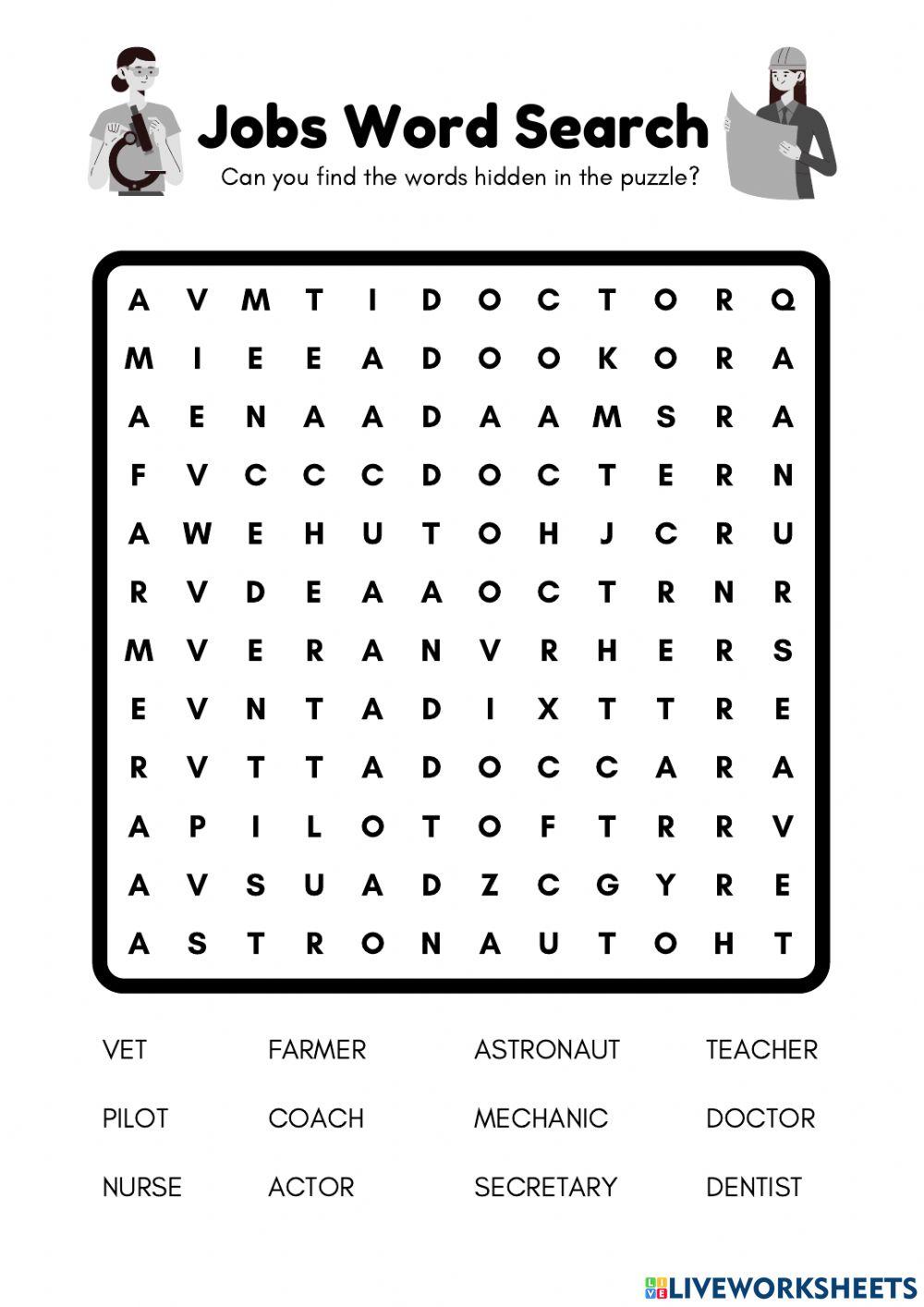 Jobs wordsearch