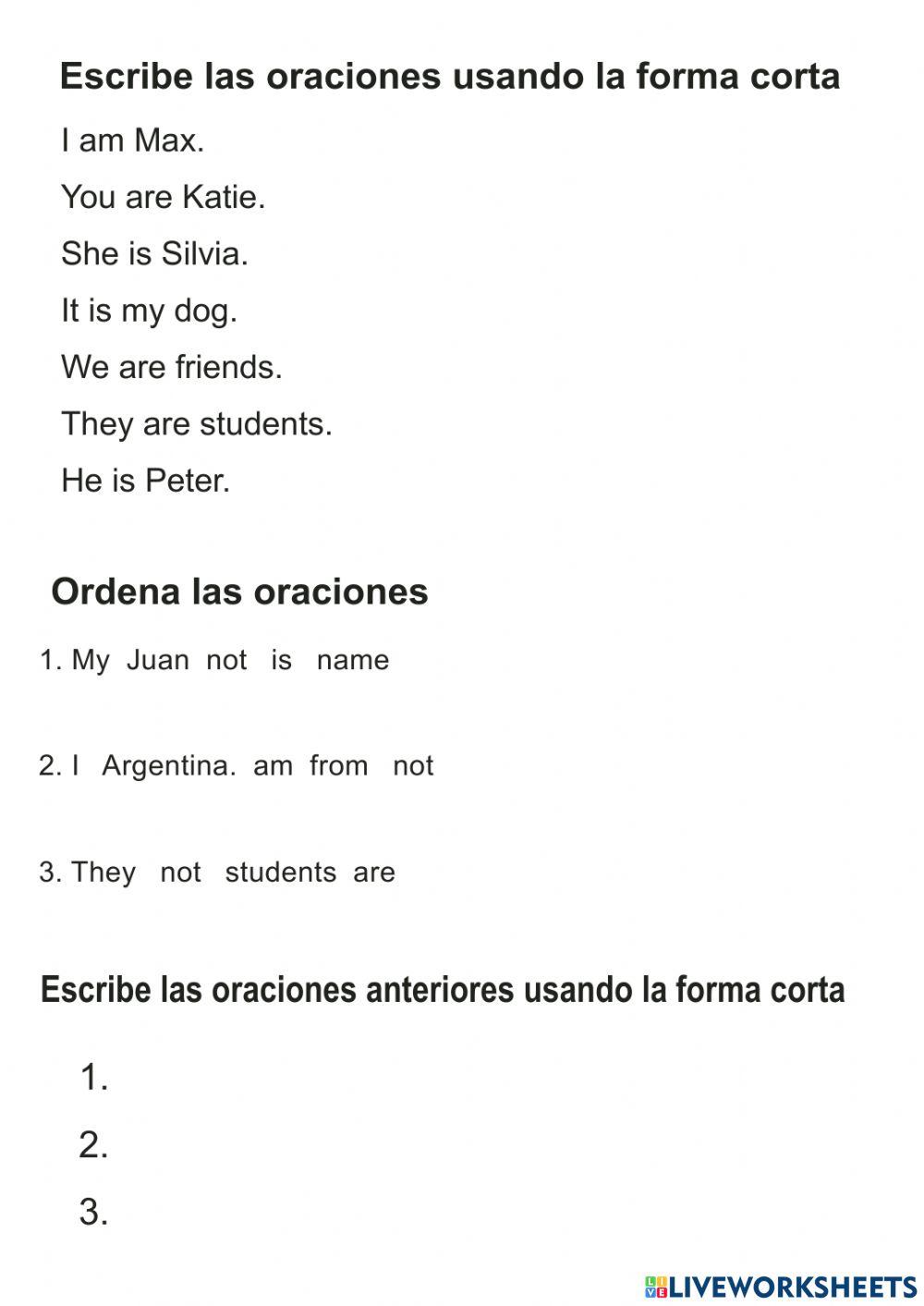 Recuperatorio verbo to be