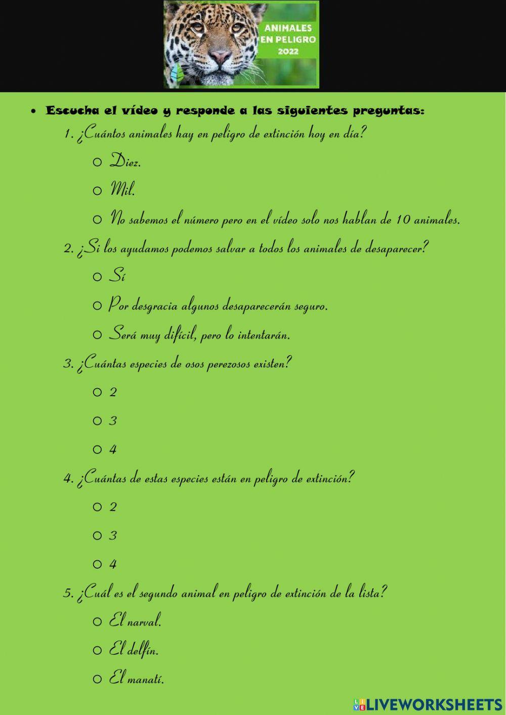 Animales en peligro de extinción