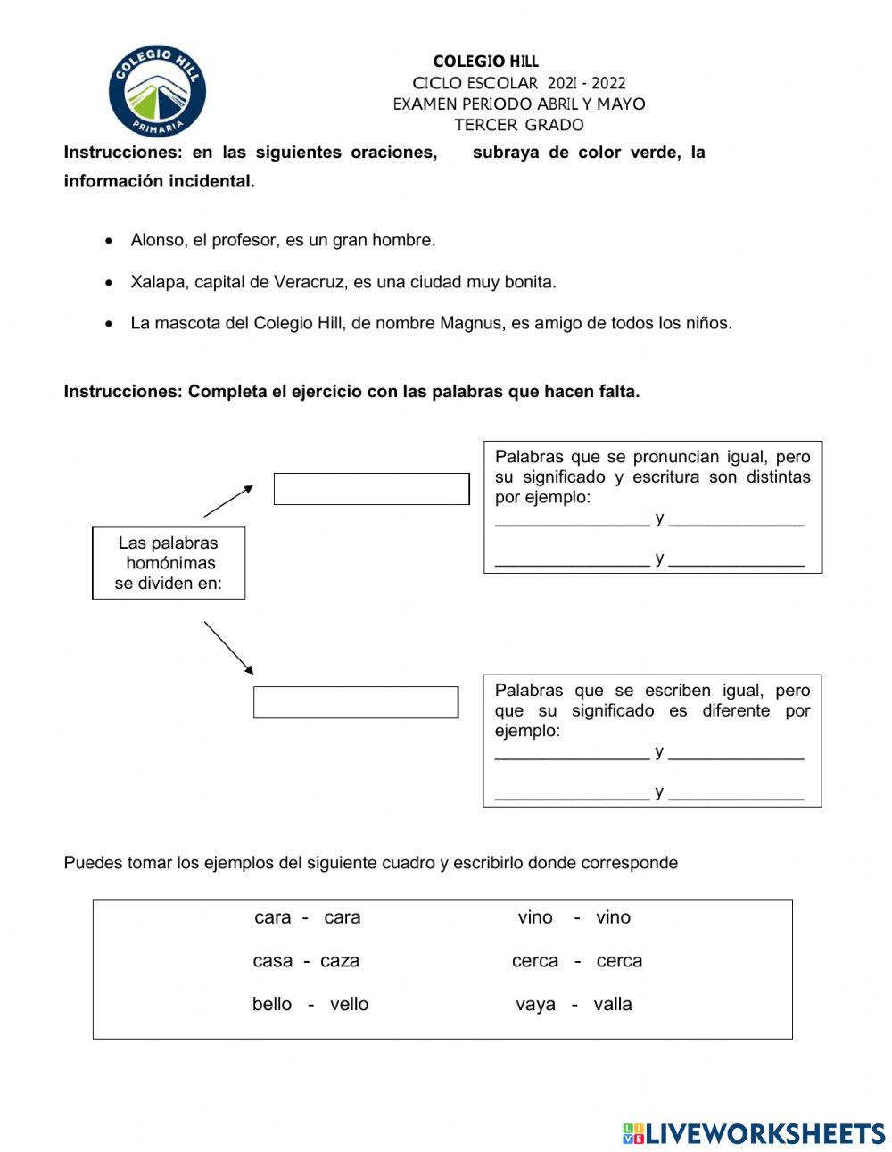 Examen español -abril-mayo