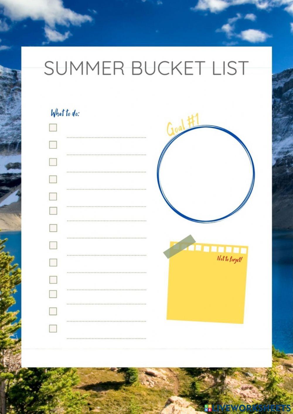 Summer bucket list