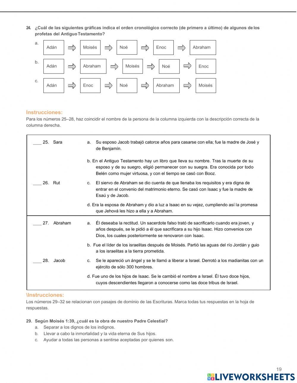Evaluación del Antiguo Testamento - 1er periodo