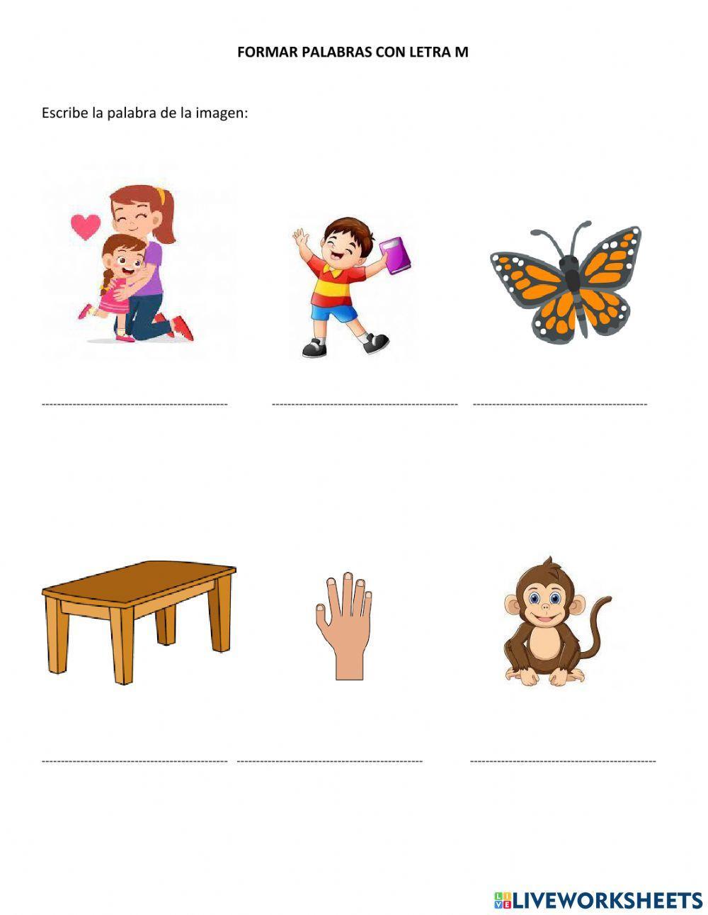 Formar palabras con letra m