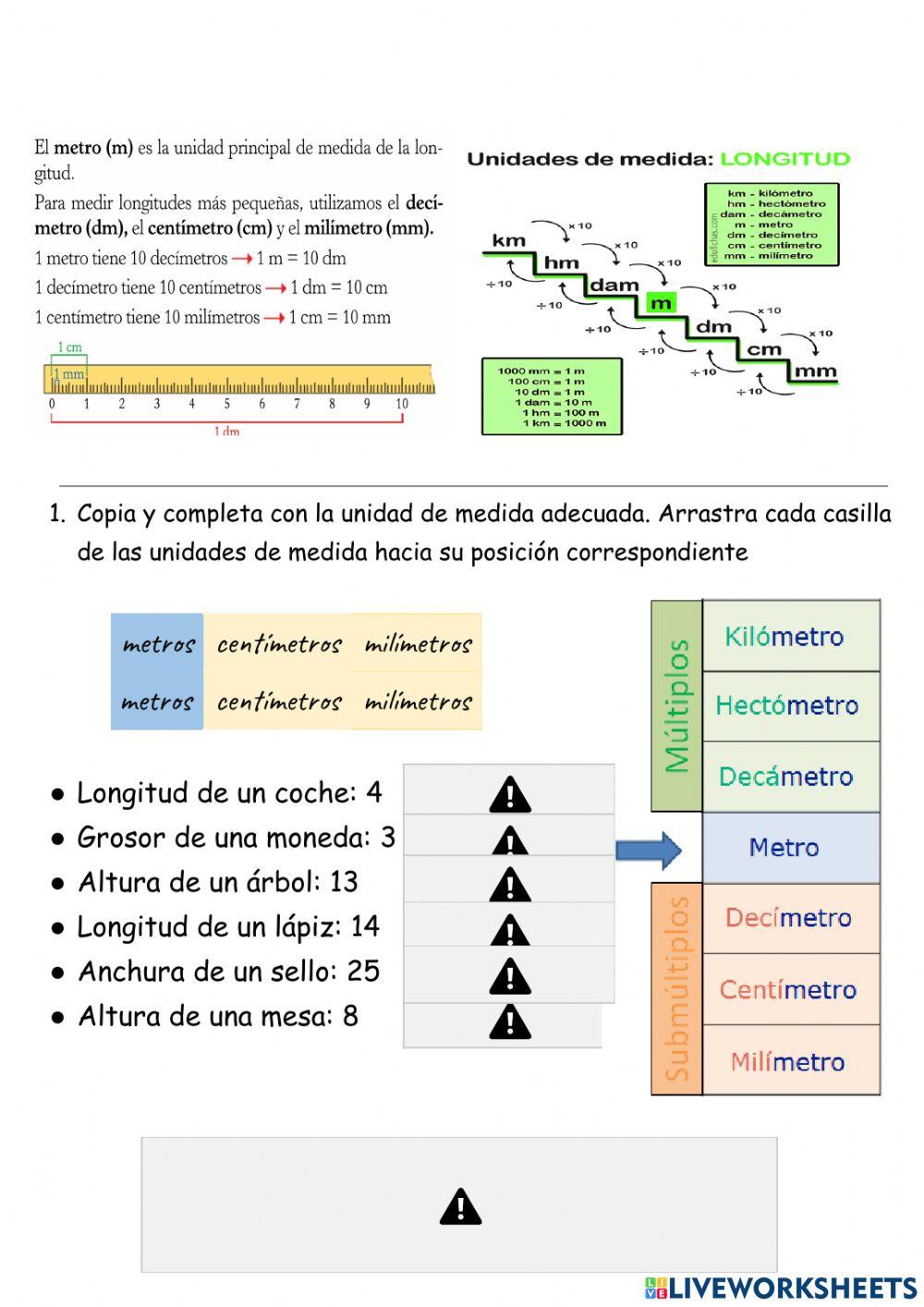Unidades de medida: Metro y submúltiplos. Unidades de medida: Metro y submúltiplos.