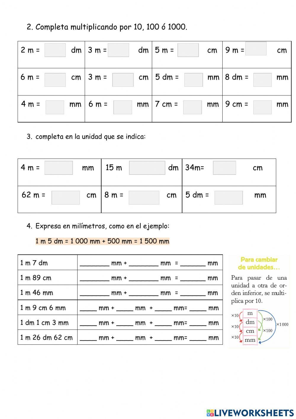 Unidades de medida: Metro y submúltiplos. Unidades de medida: Metro y submúltiplos.