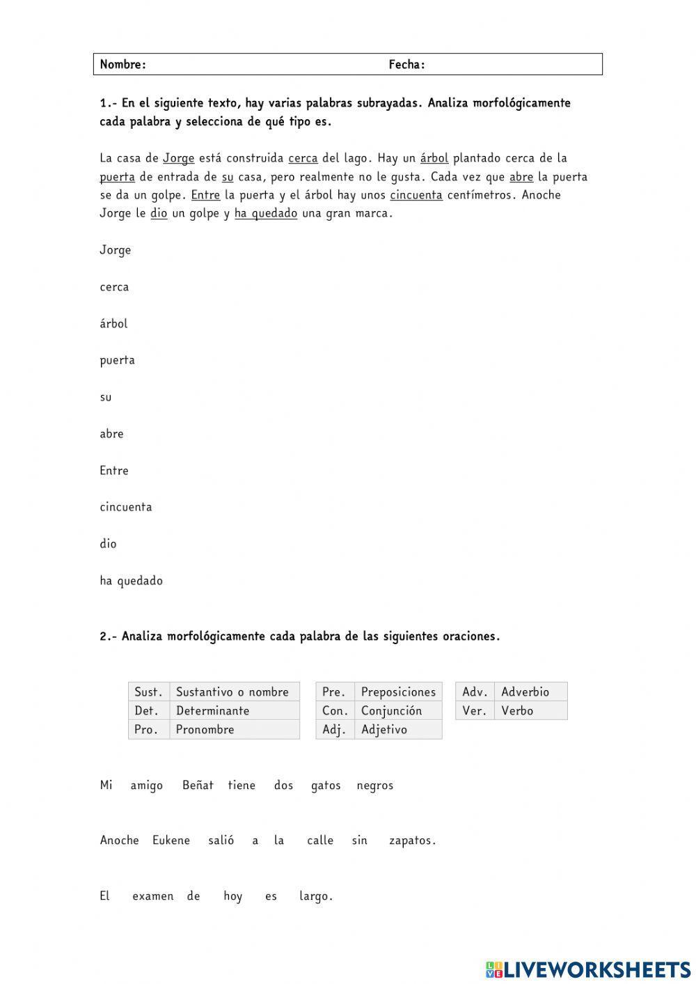 LH6 - Lengua Castellana - Análisis morfológico 