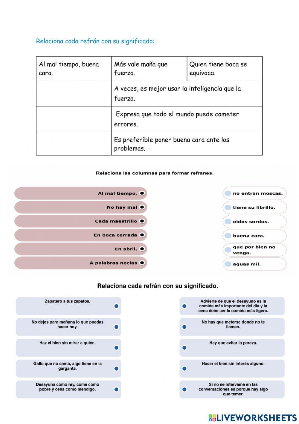Onomatopeyas, frases hechas y refranes