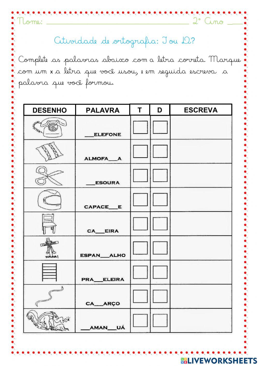 Atividade de ortografia