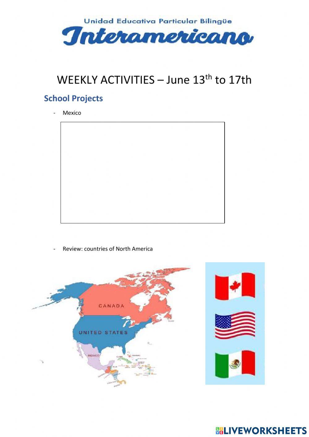 Weekly activities week 7