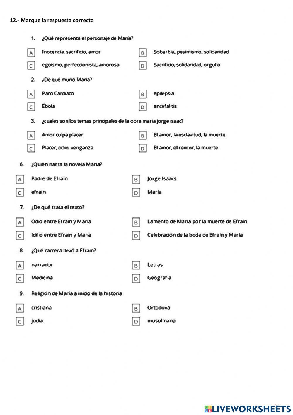 Prueba sumativa del cuarto parcial de lenguaje