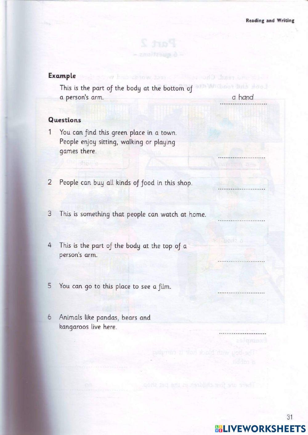 Mover - Test 2 - Book 4 - Reading + Writing