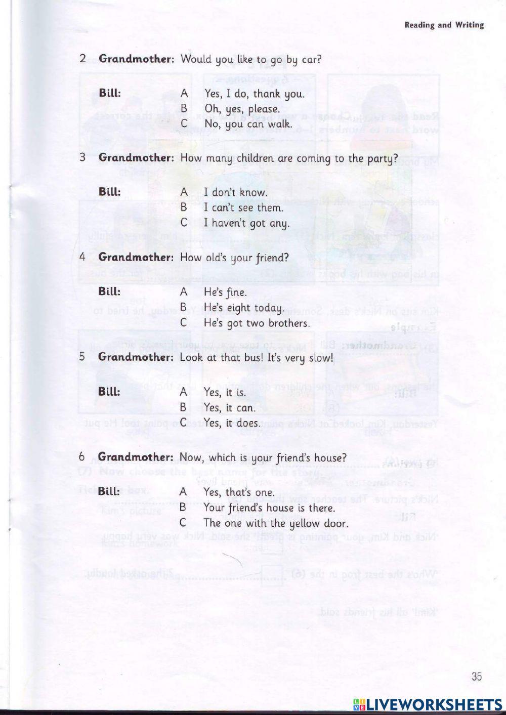 Mover - Test 2 - Book 4 - Reading + Writing