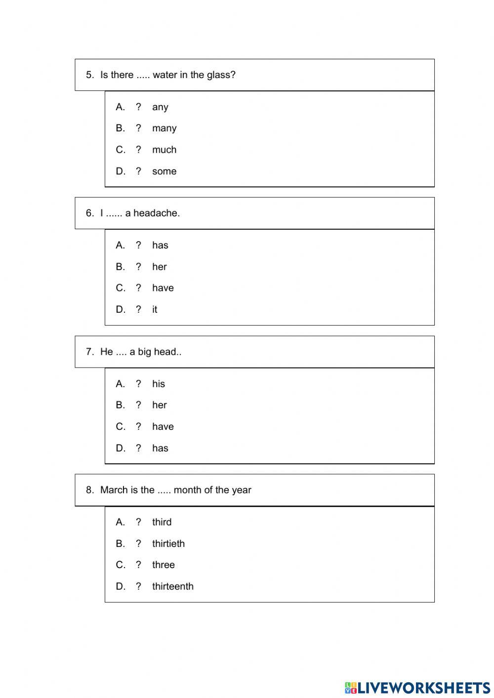 Multiple cjoice aptis