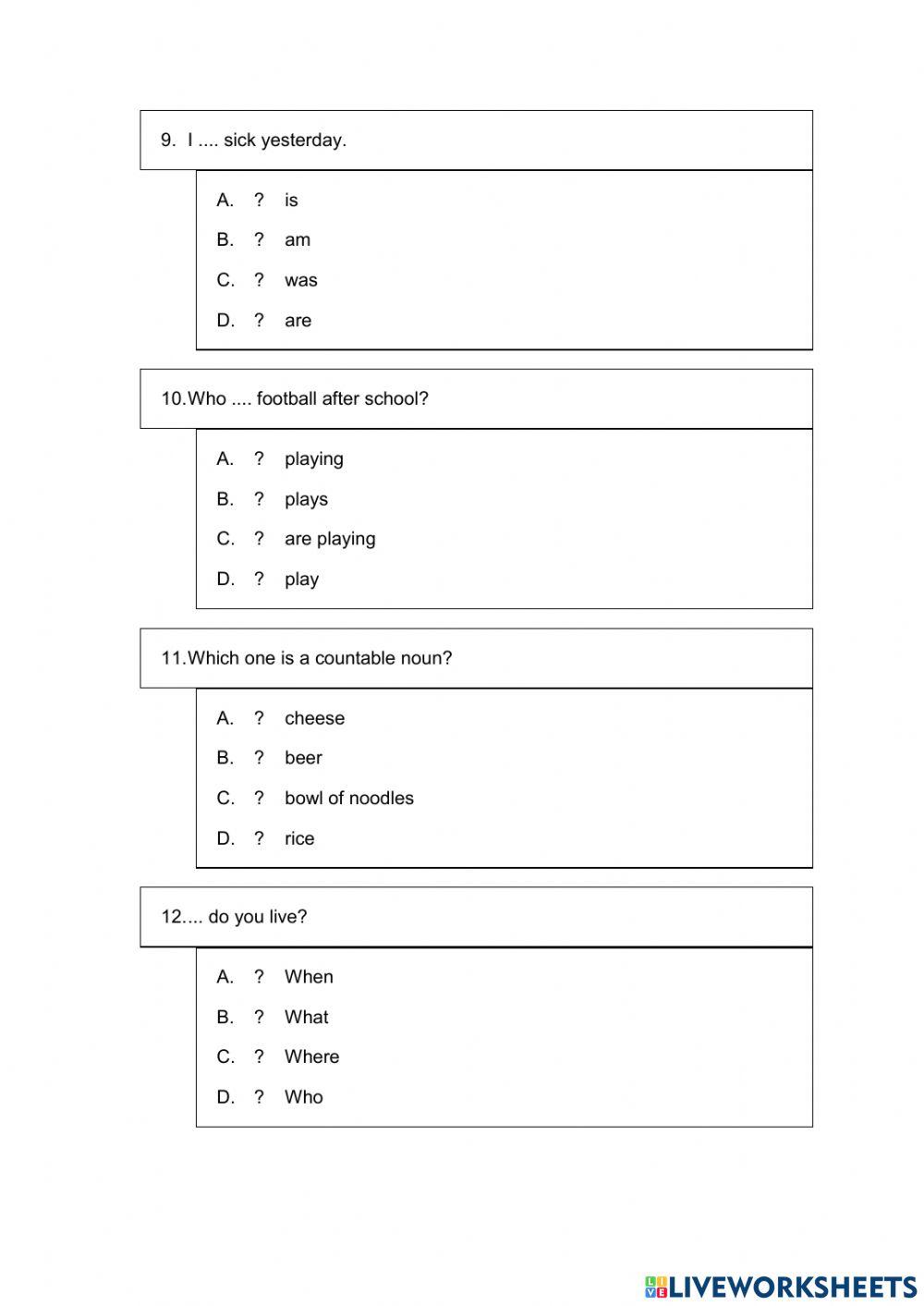 Multiple cjoice aptis