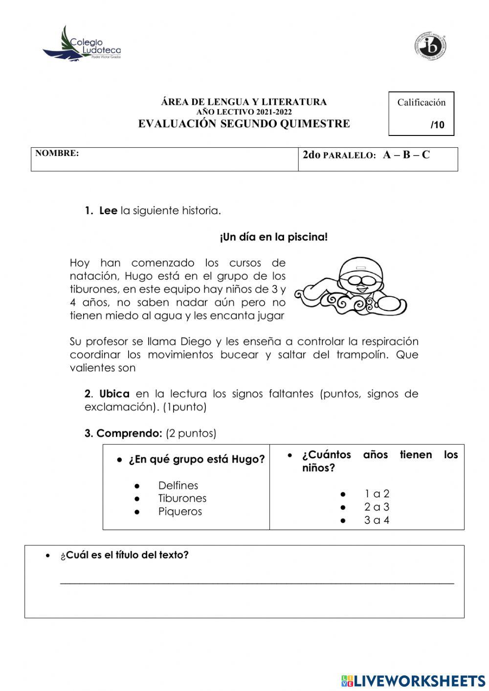 Evaluación Quimestral
