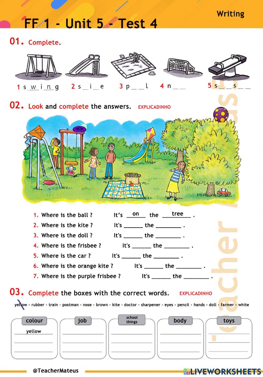 FF 1 - Unit 05 - Test 4 - Writing