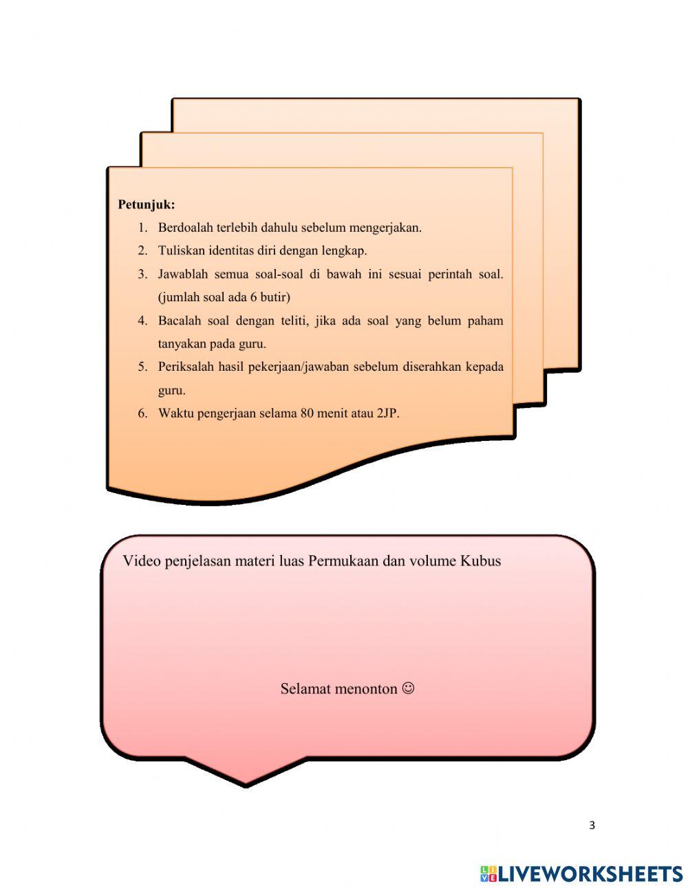 LKPD Luas Permukaan dan Volume Balok Kelas VIII