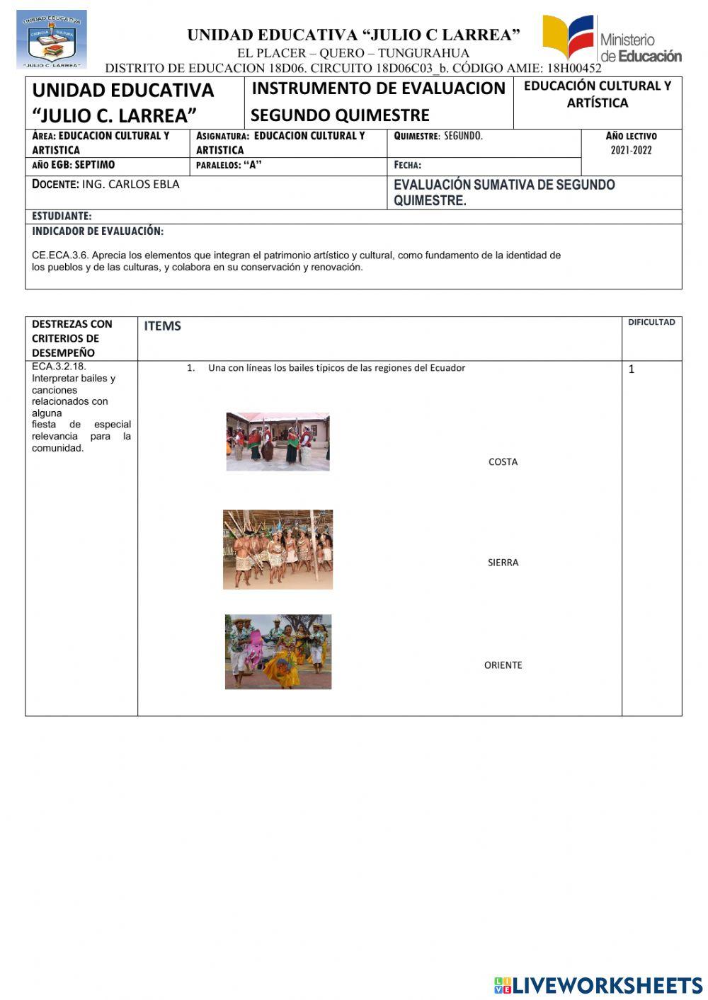 Educacion cultural  artistica