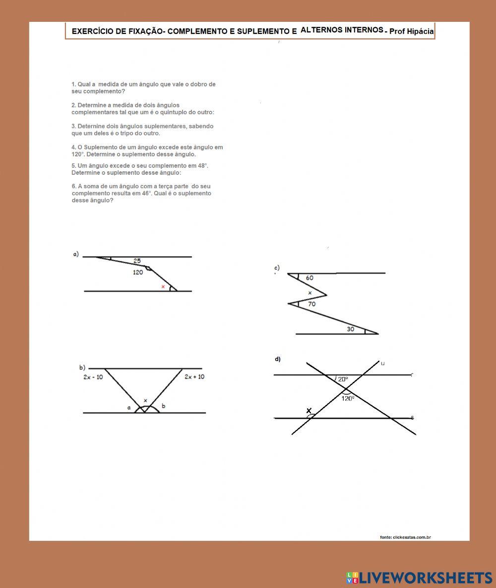 Suplemento complemento e alternos internos