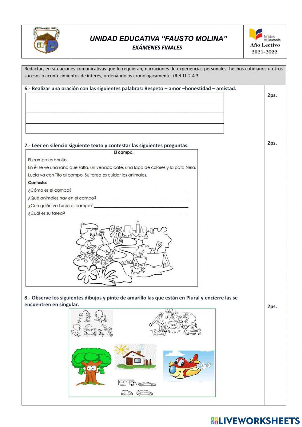 Examen de Lengua y Literatura