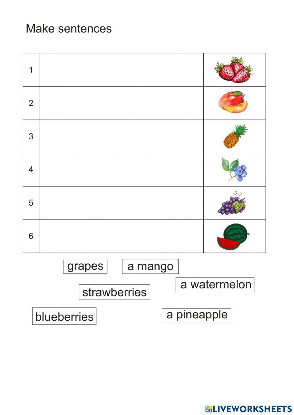 Fruits + plural and singular updated