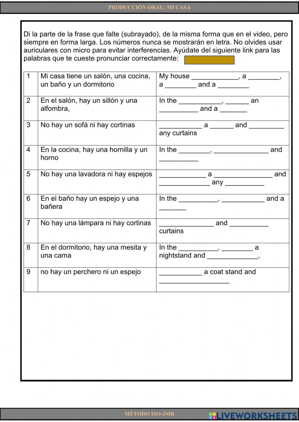 Speaking 9. Mi casa