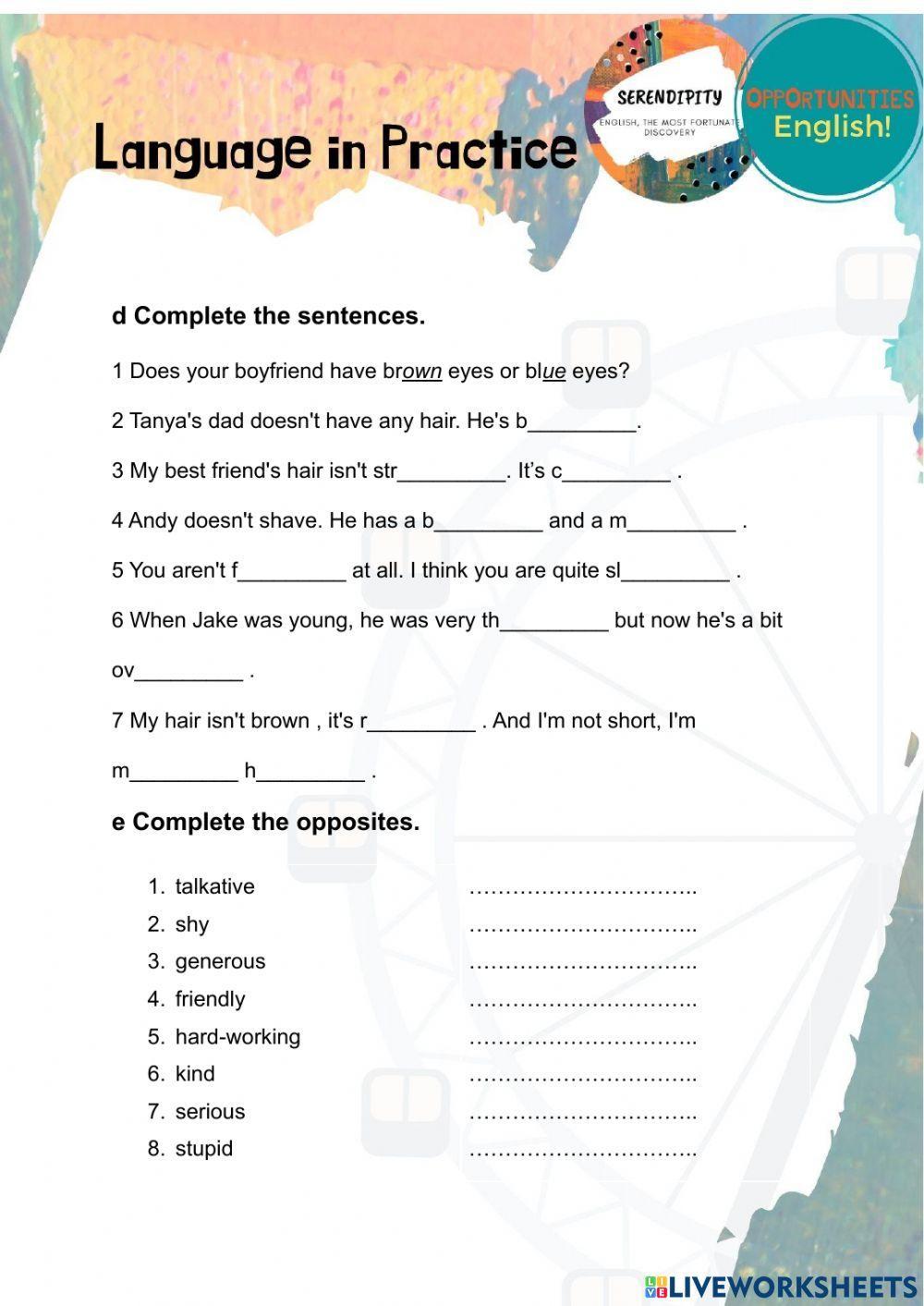 Unit 1b, pre intermediate homework