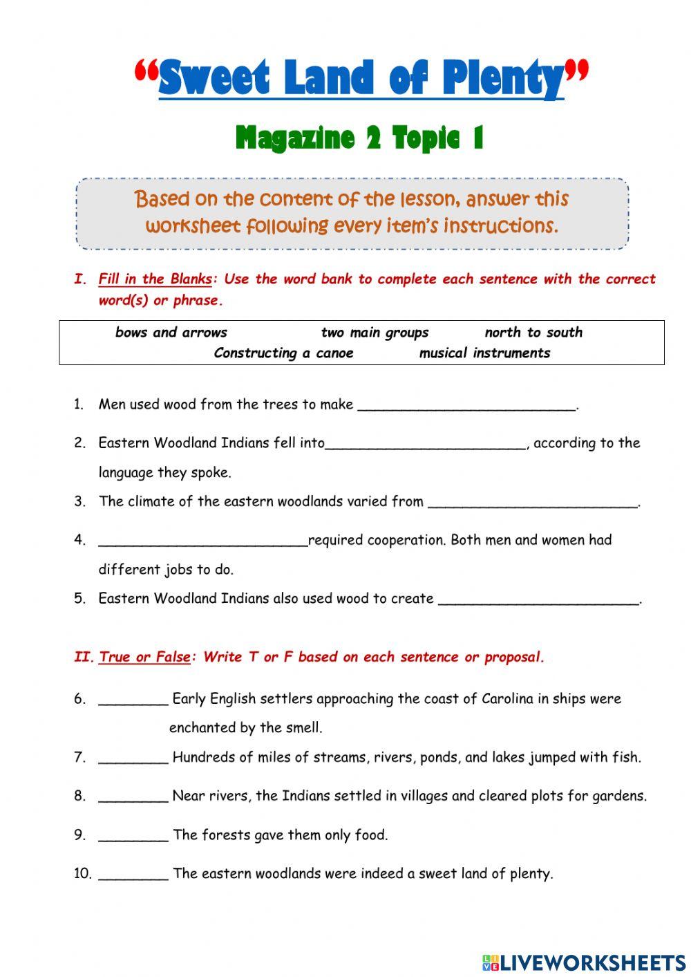 Sweet land of plenty m2 t1