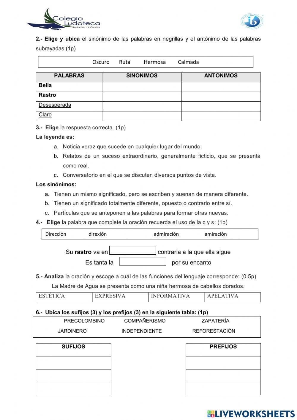 Evaluación lengua ii quimestre