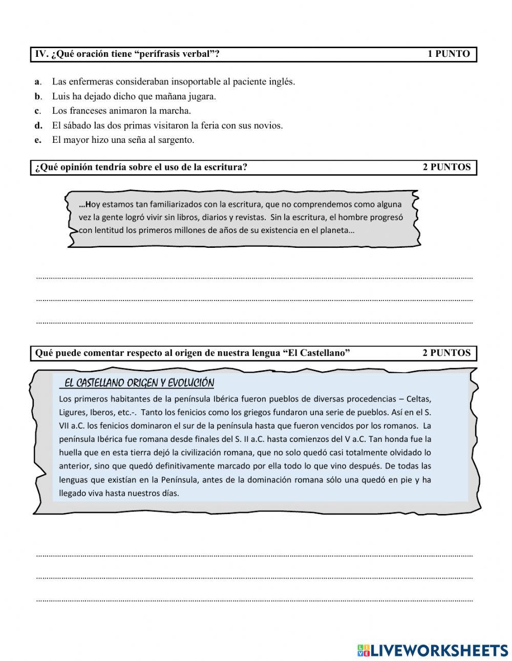 Examen online exercise for decimo | Live Worksheets