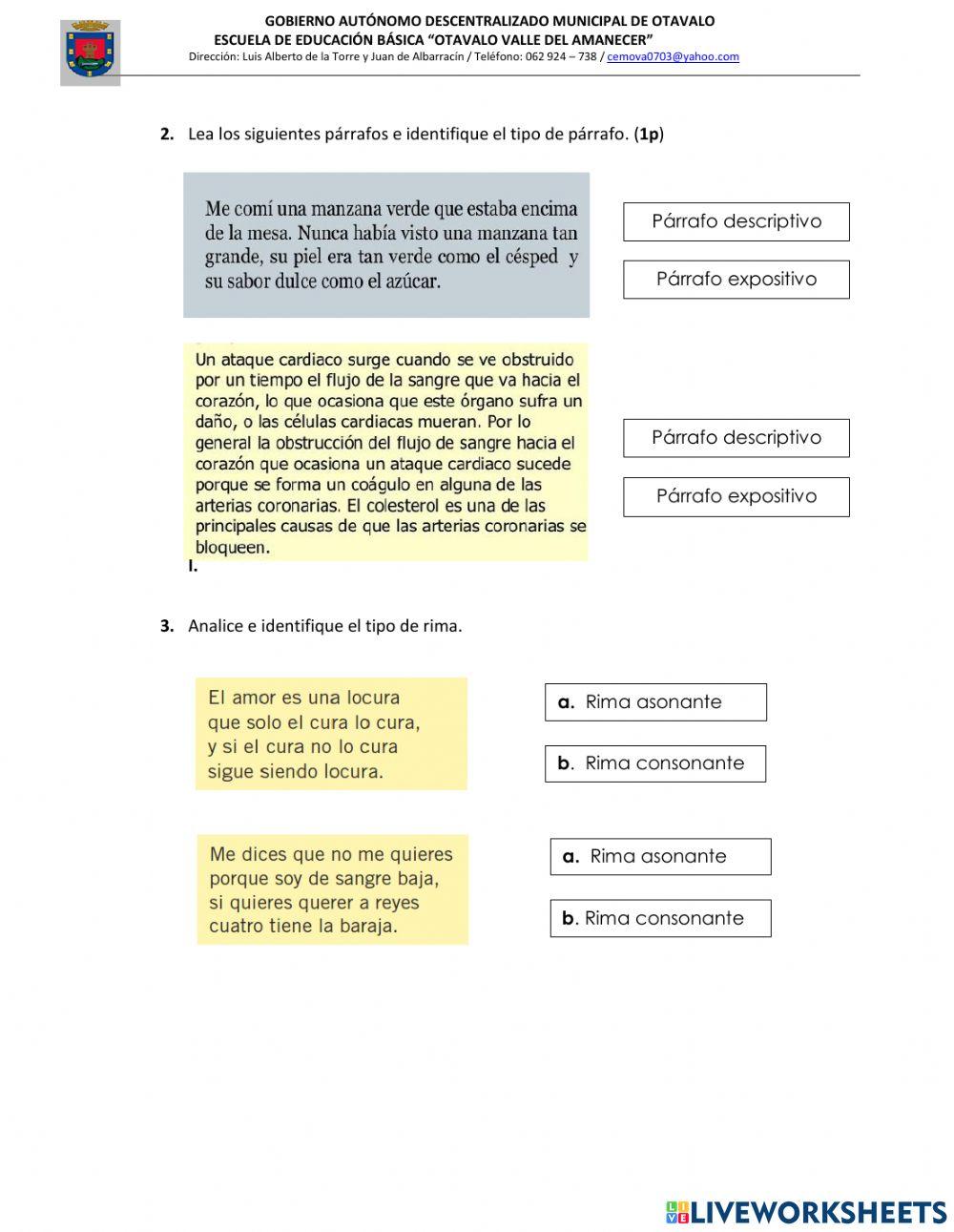 Evaluación l. literatura