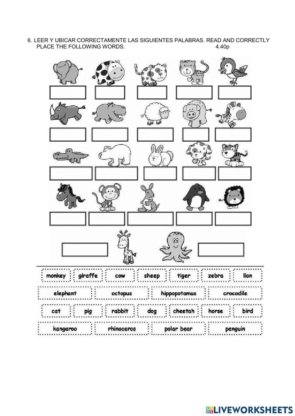 Examen de ingles 4to