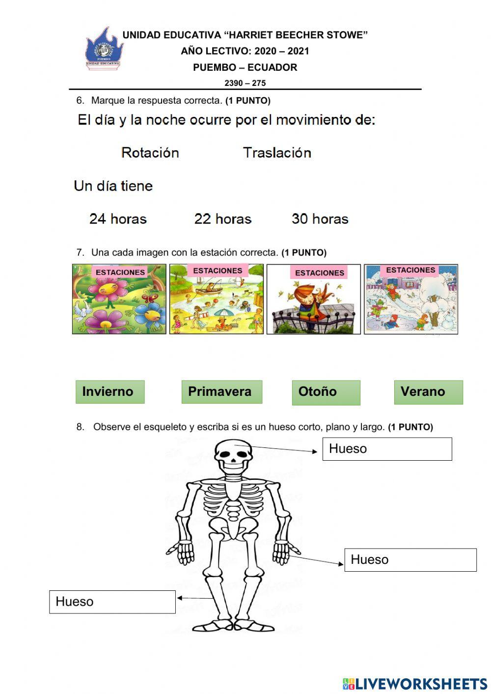 Evaluación parcial Naturales 2do