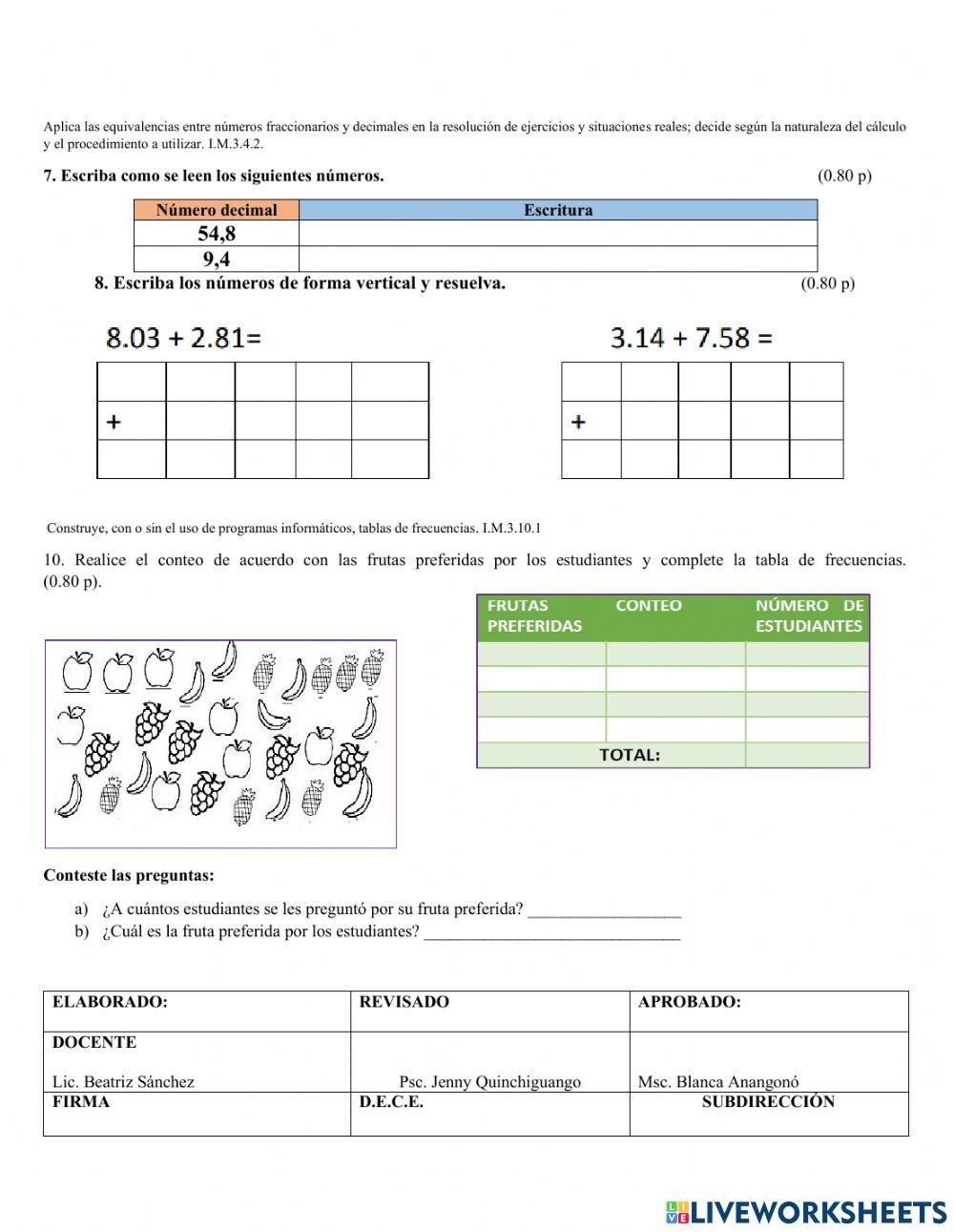 Evaluacion matematica