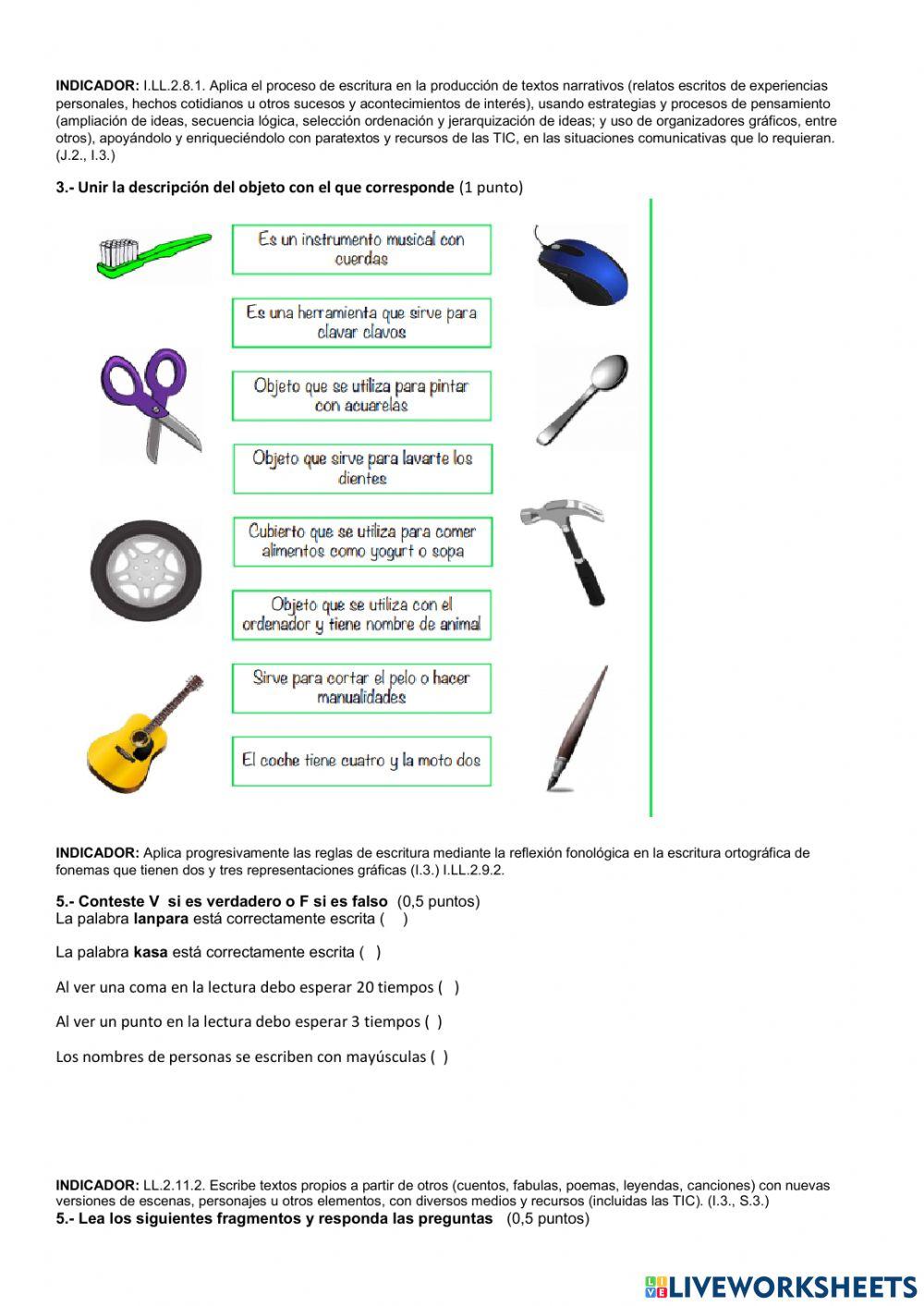 Evaluación quimestral 2