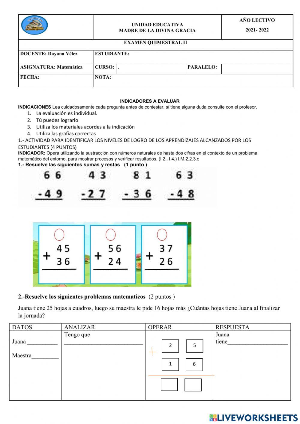 Evaluación matemática