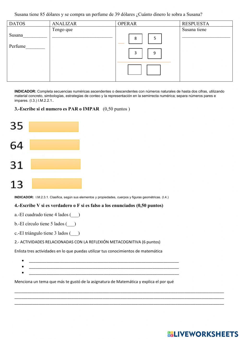 Evaluación matemática
