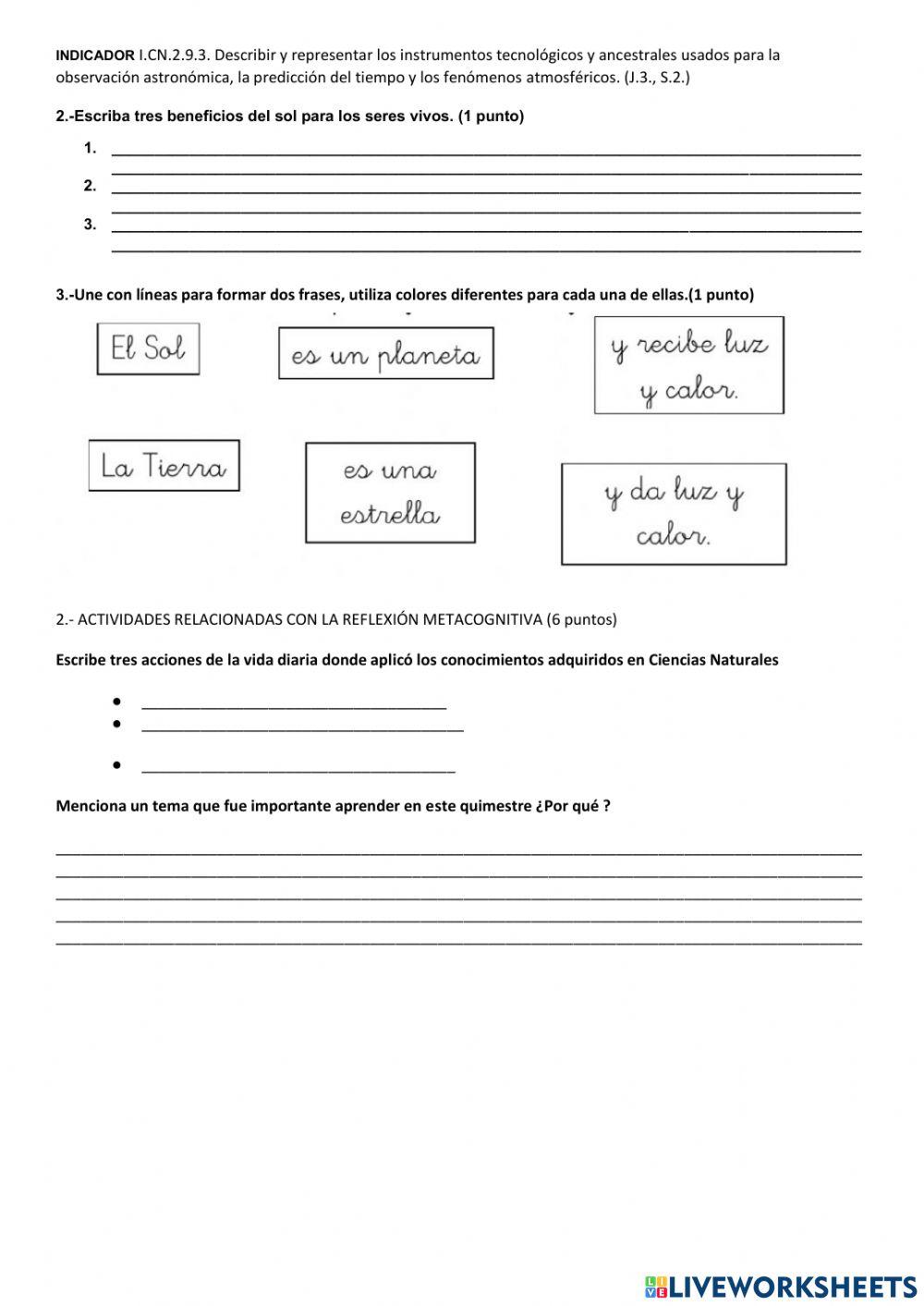 Evaluación de ciencias naturales