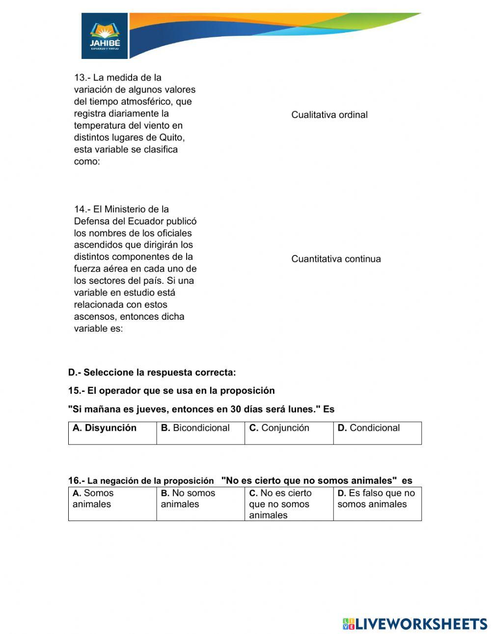 Evaluación Unidad Cuatro