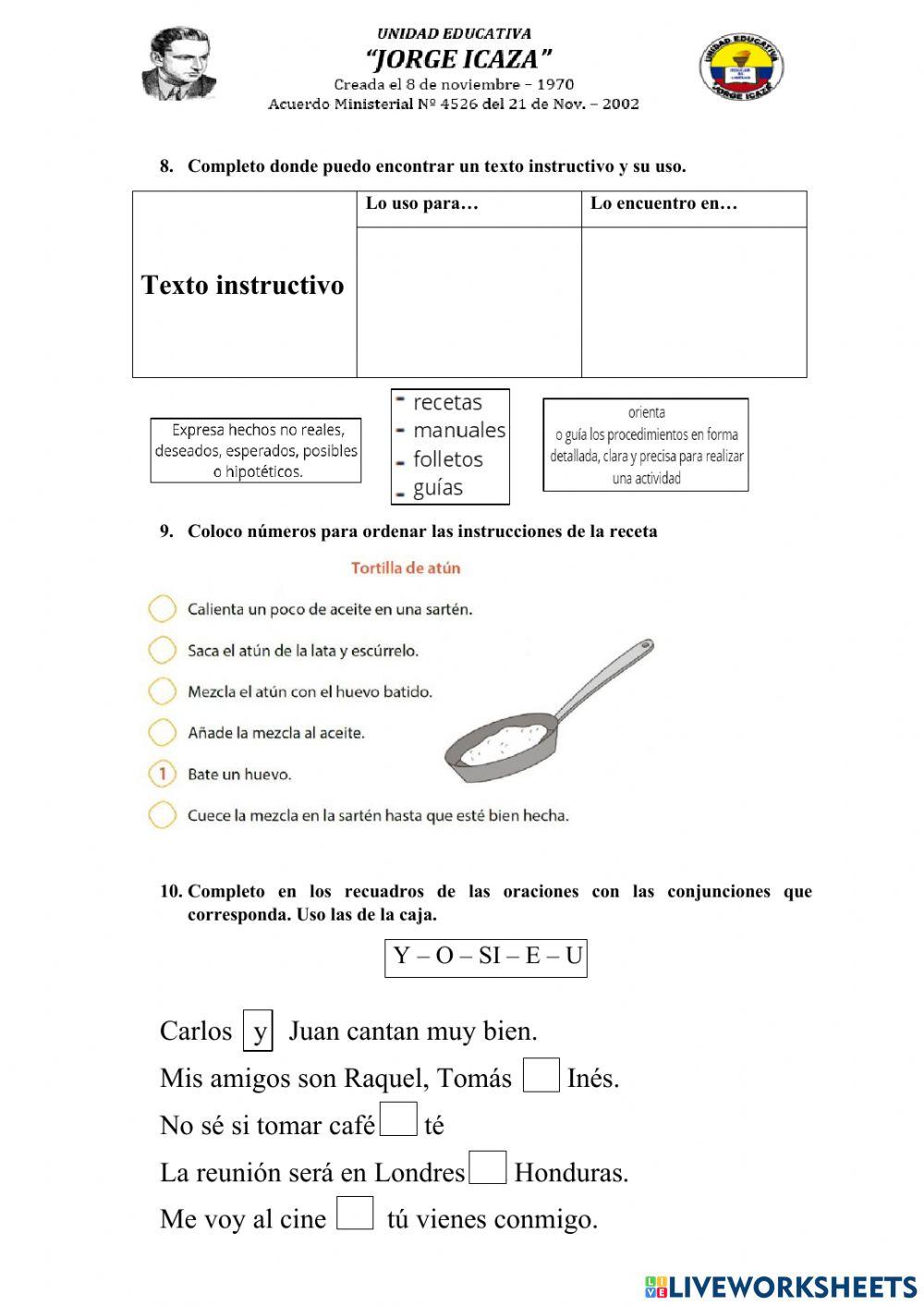 Evaluación LENGUA Y LITERATURA de Segundo parcial del Segundo Quimestre