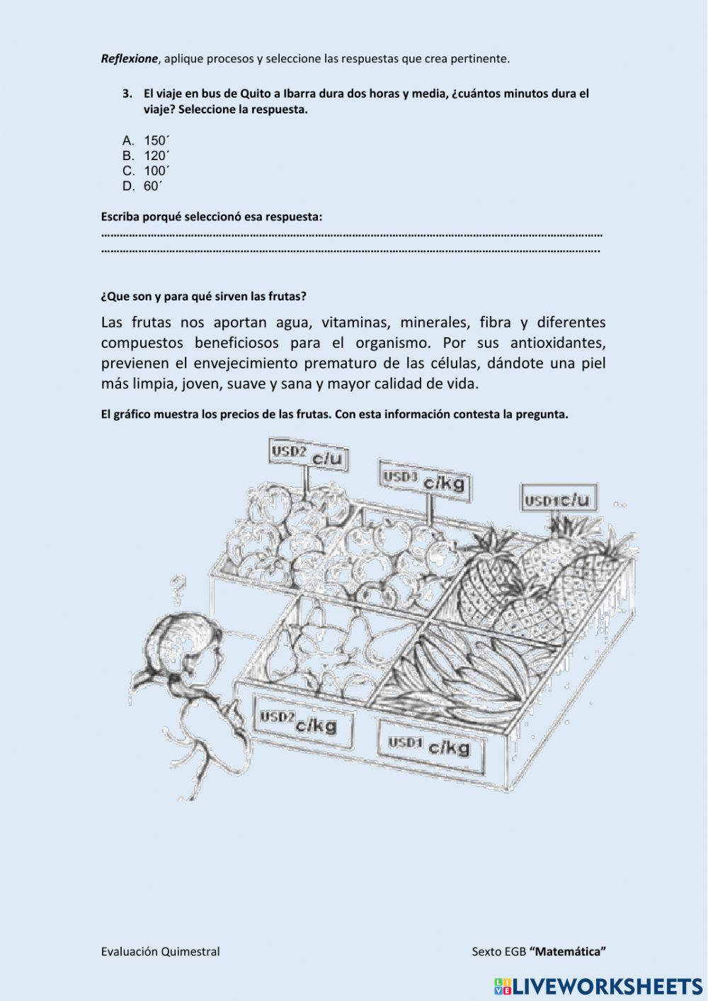 Evaluación de Matemática
