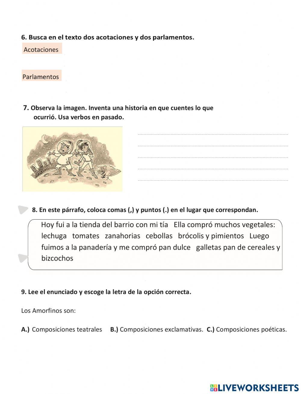 Evaluación Quimestral de Lengua