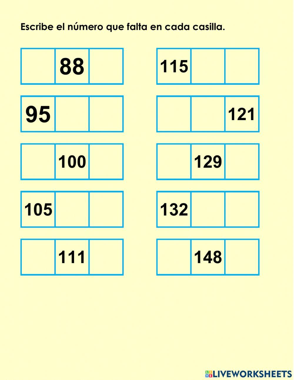 Números mayores a 100